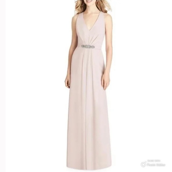 NWT Jenny Packham Chiffon Maxi Dress Gown Bridesmaid Twist Back JP1002 Blush 8 - Picture 2 of 13